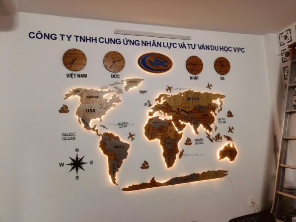 Bản đồ thế giới treo tường văn phòng xuất khẩu lao động